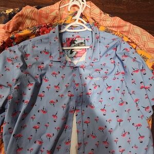 Flamingo Print Casual Men's Shirt